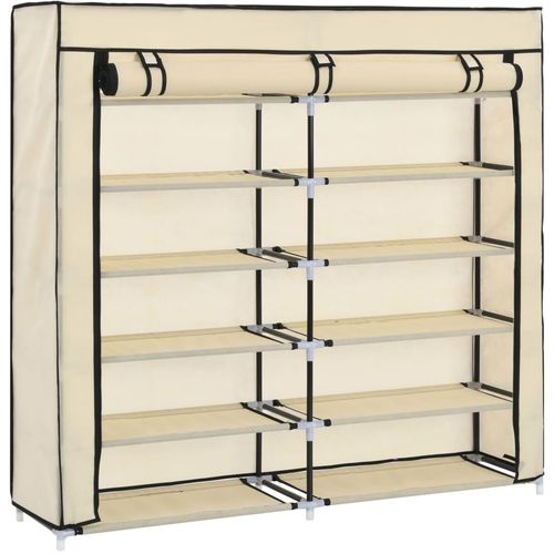 282433 Shoe Cabinet with Cover Cream 115x28x110 cm Fabric slika 21