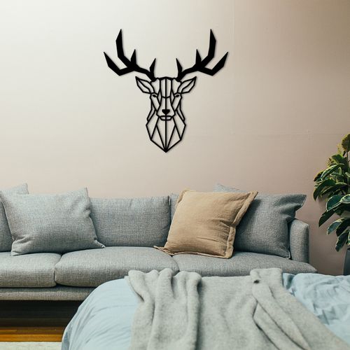 Wallity Deer2 Metalni Ukras - Crni Dekorativni Metalni Zidni Dodatak slika 1