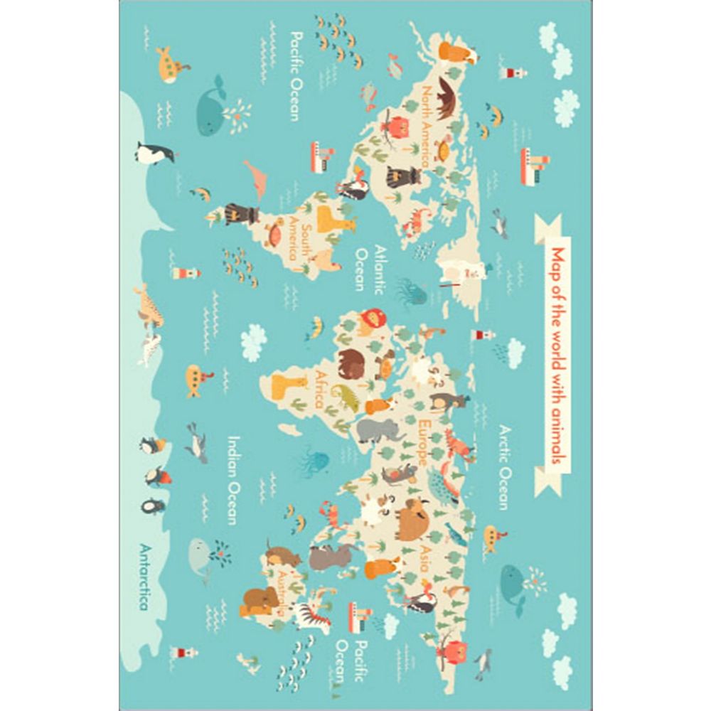 Tanka staza sa digitalnim printom Mapa svijeta (100 x 150 cm) ELS577 slika 2
