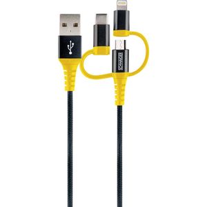 Schwaiger USB kabel USB 2.0 USB-A utikač, USB-C® utikač, Apple Lightning utikač, USB-Micro-B utikač 1.20 m crna, žuta odporan na paranje WKUU310 511