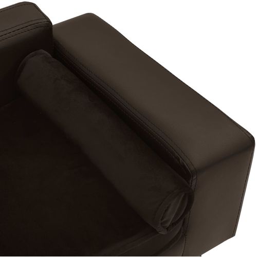 Sofa za pse smeđa 81 x 43 x 31 cm od pliša i umjetne kože slika 17