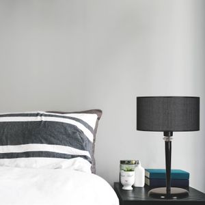 Maya Siyah Masa Lambası Hasır Siyah Abajurlu Black Table Lamp