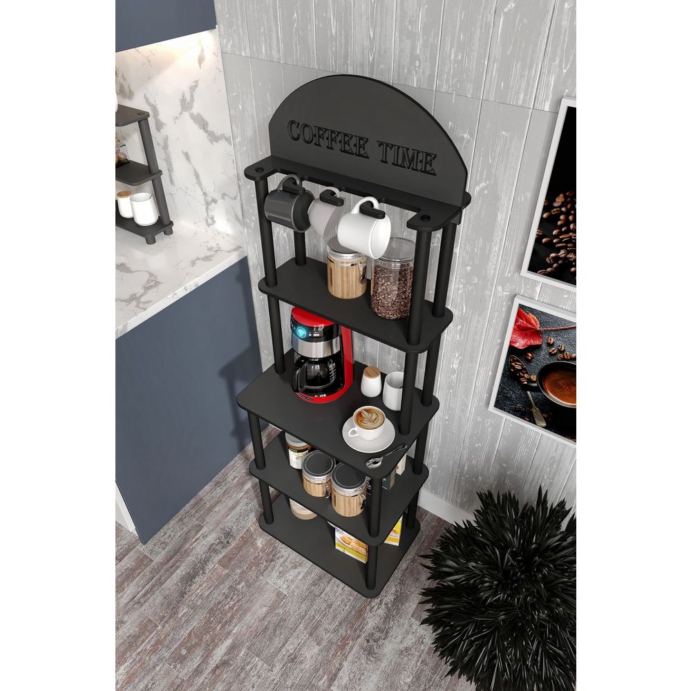 Kafe polica "Lungo", crna boja slika 7
