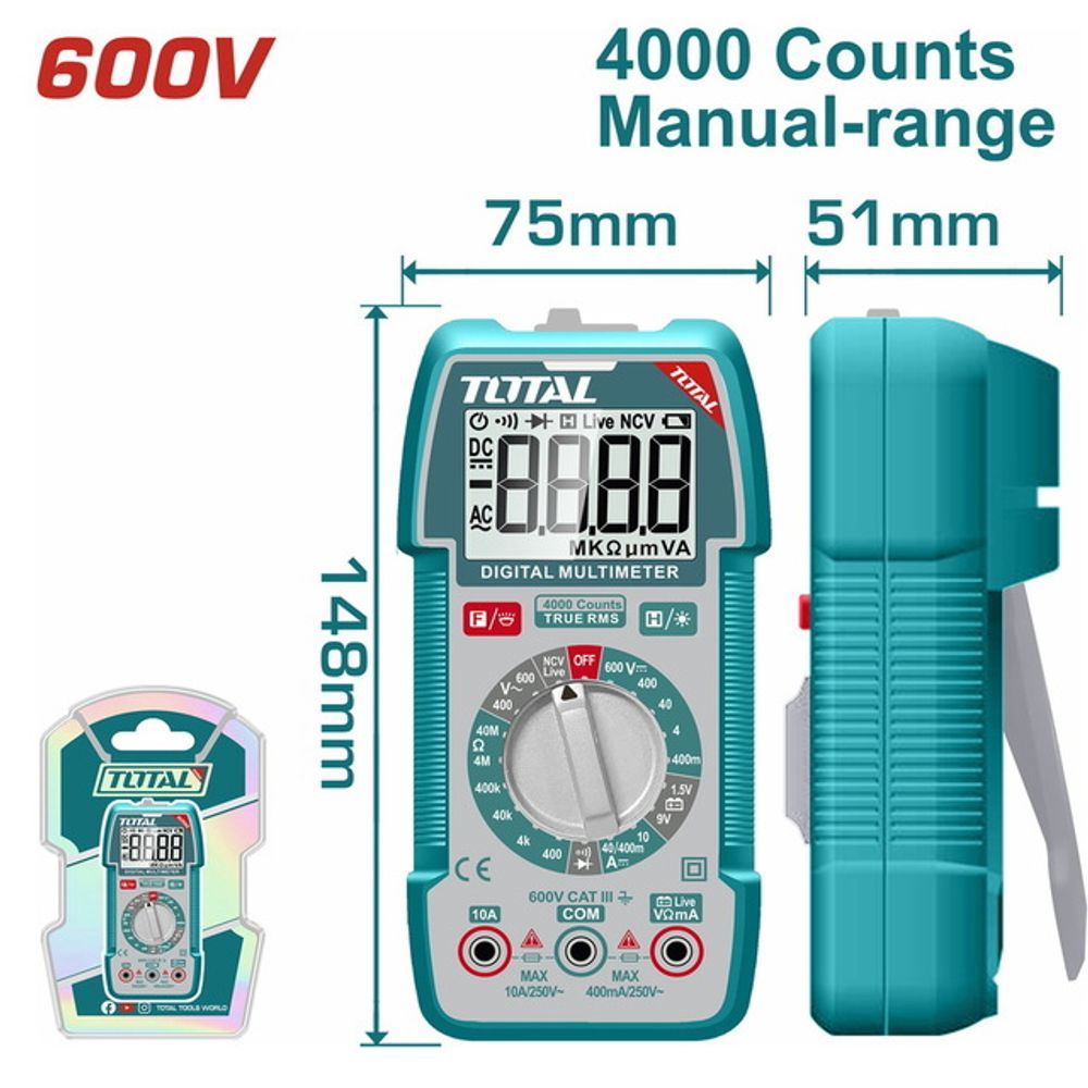 TOTAL digitalni multimetar (TMT536002) slika 1