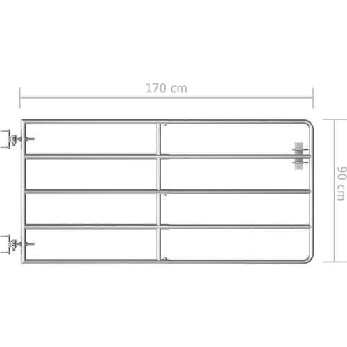 Vrata za polje s 5 šipki čelična (95 - 170) x 90 cm srebrna slika 5