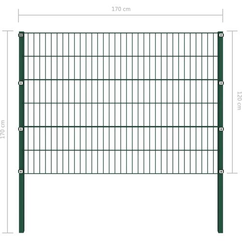 Panel za ogradu sa stupovima željezni 1,7 m zeleni slika 4