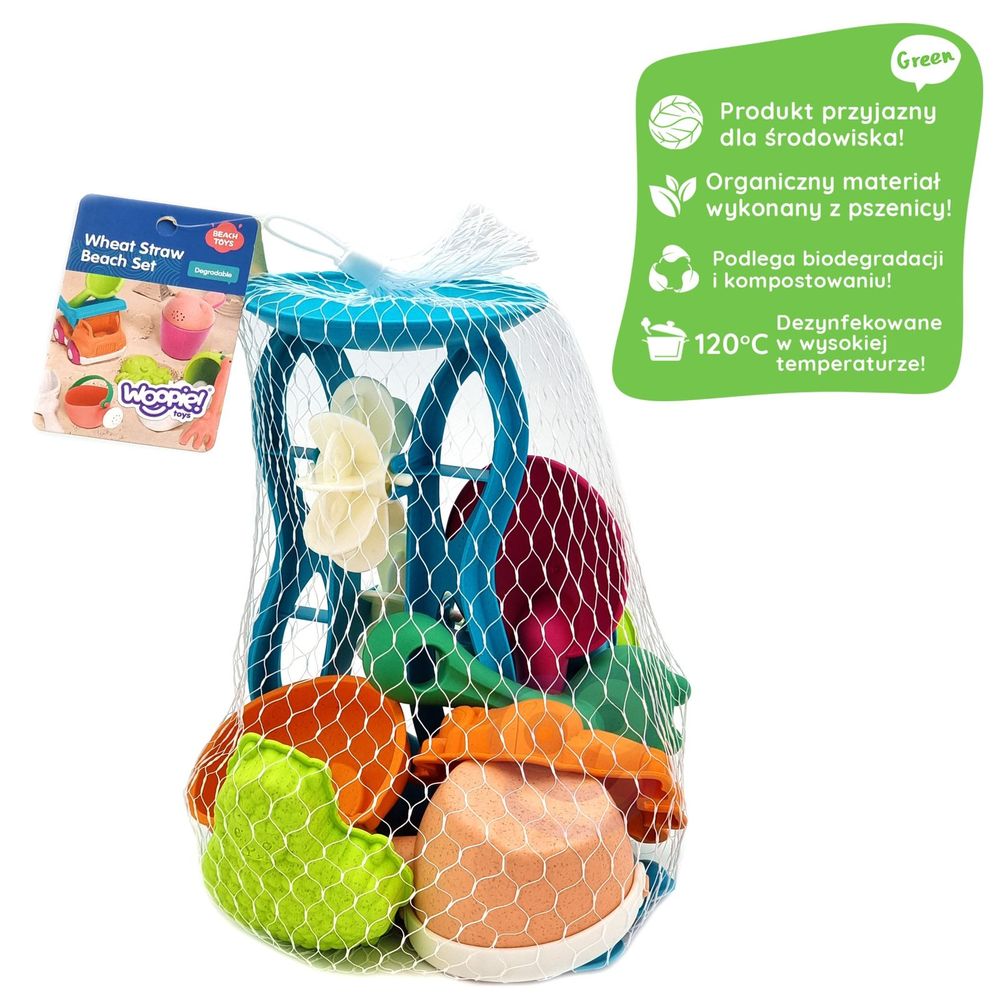 Woopie green set pijeska s kolutom i kantom za zalijevanje 10 kom. biorazgradiv organski materijal slika 2