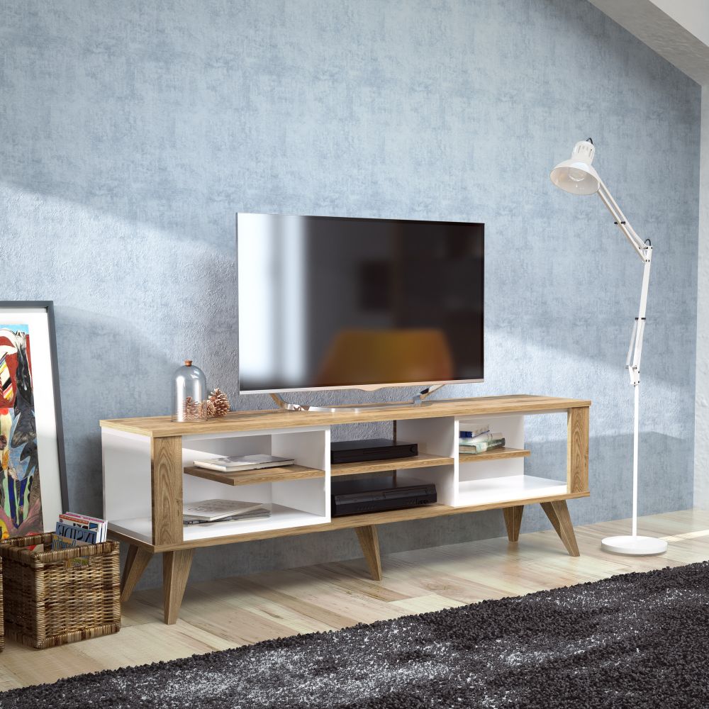 TV Stalak Ionis, boje hrasta i bijele slika 1