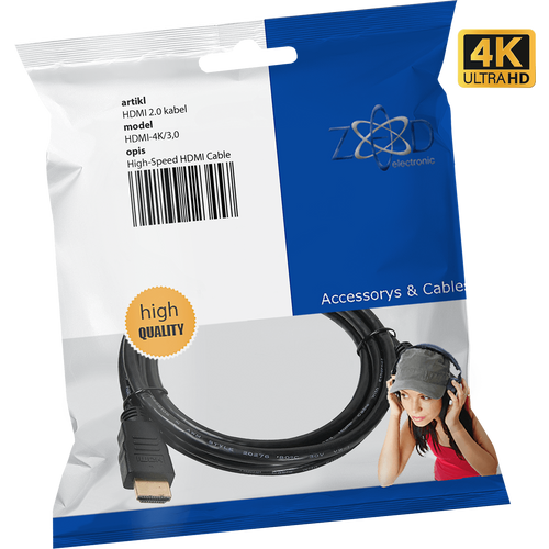 ZED electronic HDMI 2.0 kabl, 4K, dužina 3,0 met. - HDMI-4K/3,0 slika 2