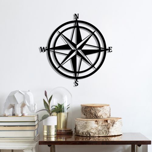 Compass Black Decorative Metal Wall Accessory slika 1