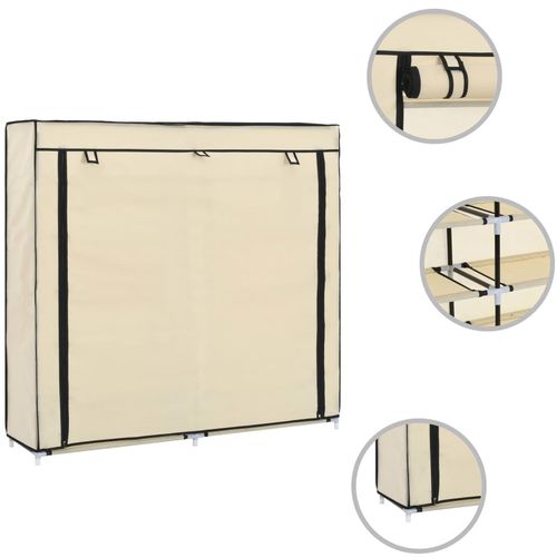 282433 Shoe Cabinet with Cover Cream 115x28x110 cm Fabric slika 3