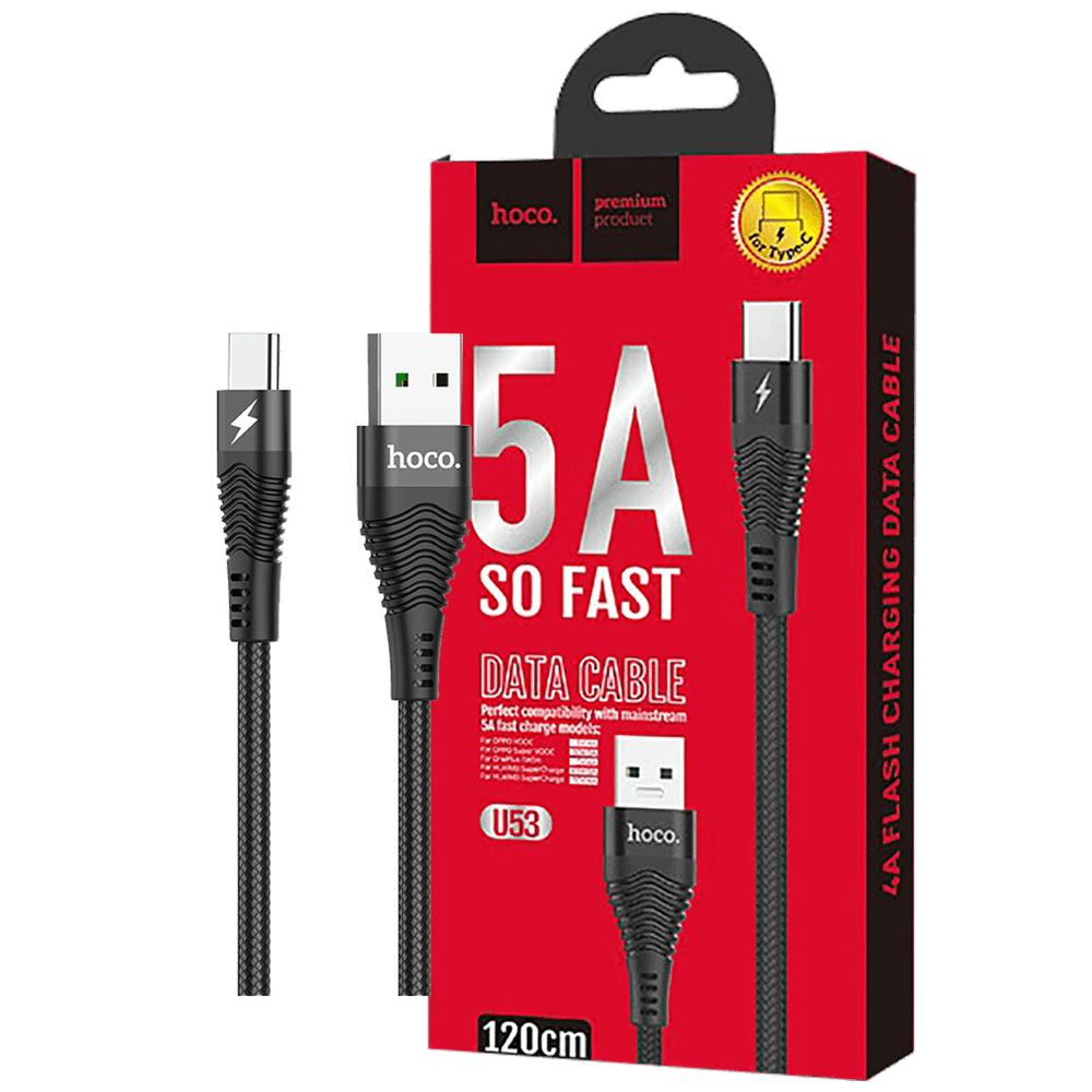 hoco. USB kabl za smartphone, USB type C, 1.2 met., 5 A, crna - U53 5A Flash slika 1