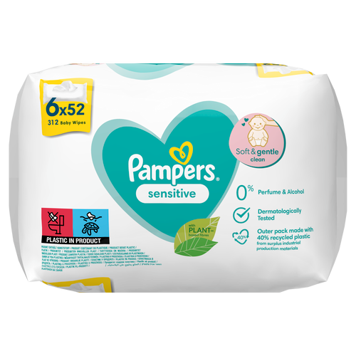 Pampers Fresh Clean vlažne maramice Sensitive, 6x52 kom slika 3