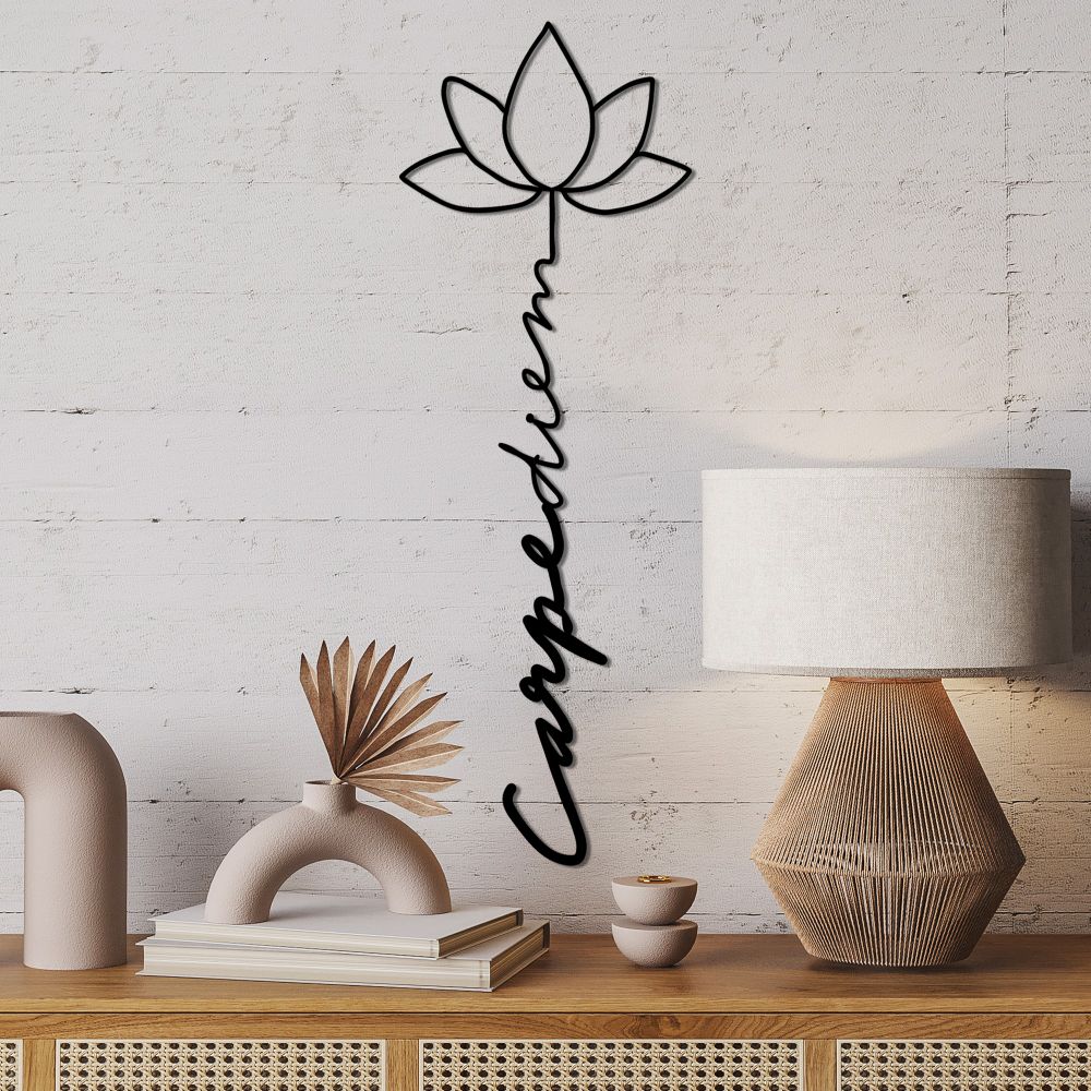 Decorative metal wall accessory Carpe Diem 4, colour: black slika 1