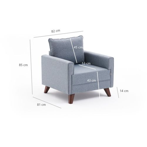 Atelier Del Sofa Fotelja BELLA plava, Bella Soft Tekli Koltuk - Blue slika 8