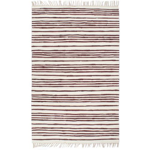Ručno tkani tepih Chindi od pamuka 160 x 230 cm bordo-bijeli slika 20
