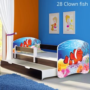 Dječji krevet ACMA s motivom, bočna wenge + ladica 140x70 cm - 28 Clown Fish