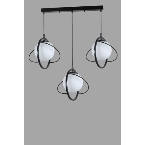 Nepal 3 Lü Sıralı Siyah Beyaz Camlı Sarkıt Black
White Chandelier slika 2