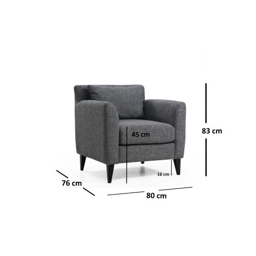 Nordic Fotelja Tamnosiva Wing Chair slika 4