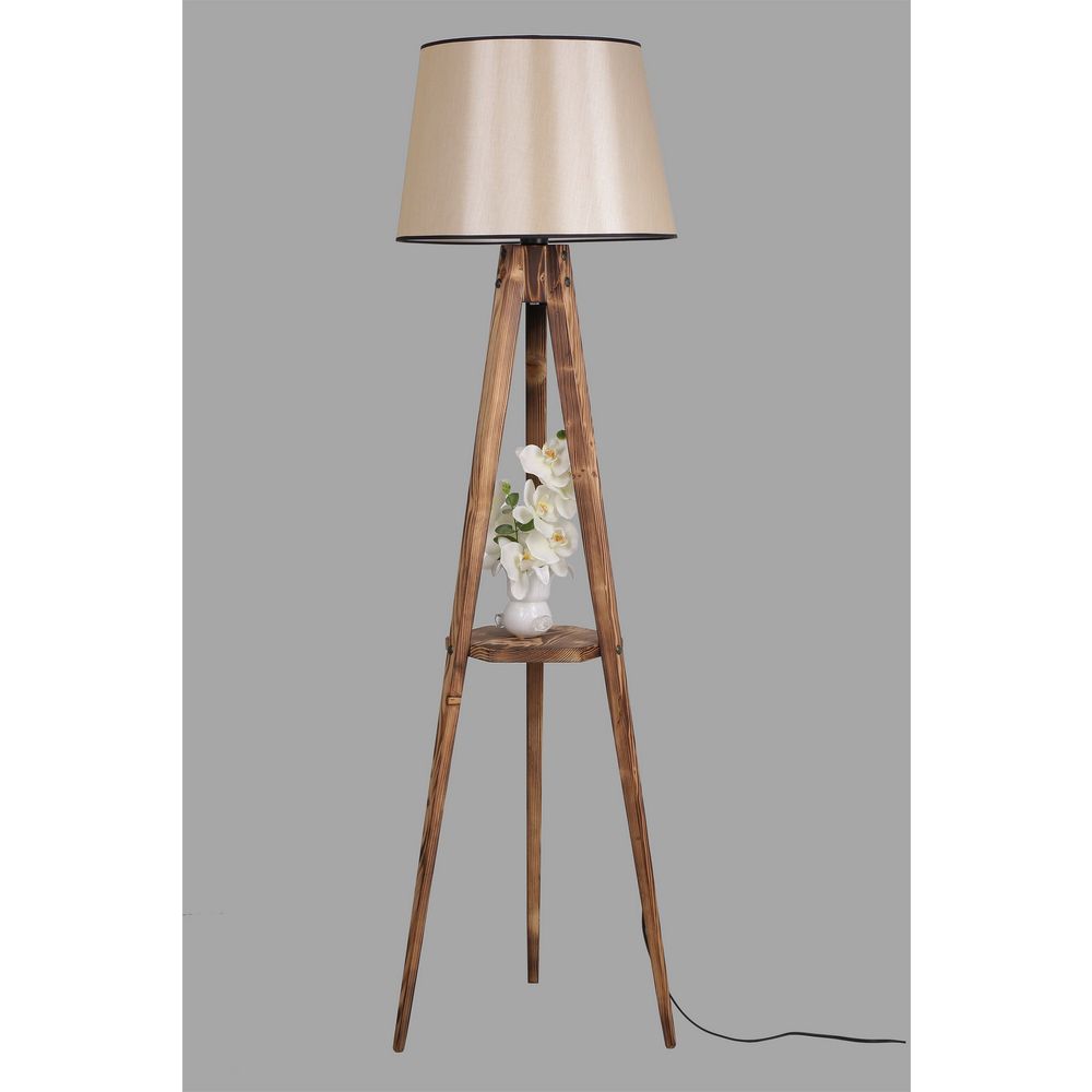 Sehbalı Tripod Yanık Lambader Pramit 15-3 Abajurlu Brown Floor Lamp slika 3