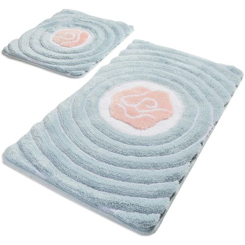 Floria - Blue Multicolor Acrylic Bathmat Set (2 Pieces) slika 2