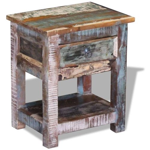Bočni stolić s 1 ladicom masivno obnovljeno drvo 43x33x51 cm slika 37