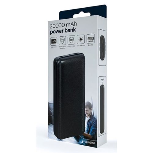 PB20-02 Gembird Power bank 20000mAh 2xUSB, LED slika 4