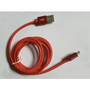 Xwave Kabl USB2.0 na Micro USB 2M,2A,aluminium,upleteni,crveni