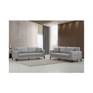 Kristal 3+3 - Light Grey Light Grey Sofa Set