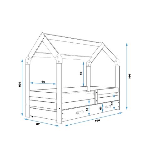 Drveni dječji krevet House - 160*80 - grafit slika 3