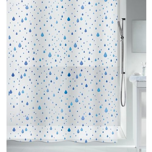 SPIRELLA ZAVESA ZA KADU WATERDROP PLAVA 100%PEVA 180X200CM slika 1