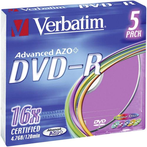 Verbatim 43557 DVD-r prazan 4.7 GB 5 St. Slimcase obojeni slika 2