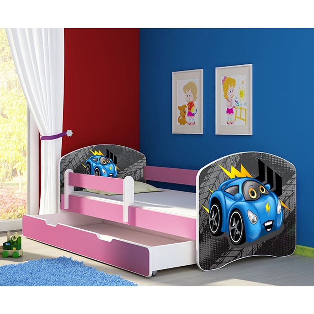 ACMA Dječiji krevet Acma II sa ladicom Pink - 140x70cm - Dezen 04 slika 1