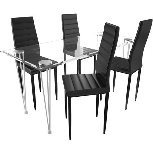 Komplet za ručak - Linijske stolice crne tanke 4 kom + stakleni stol slika 49