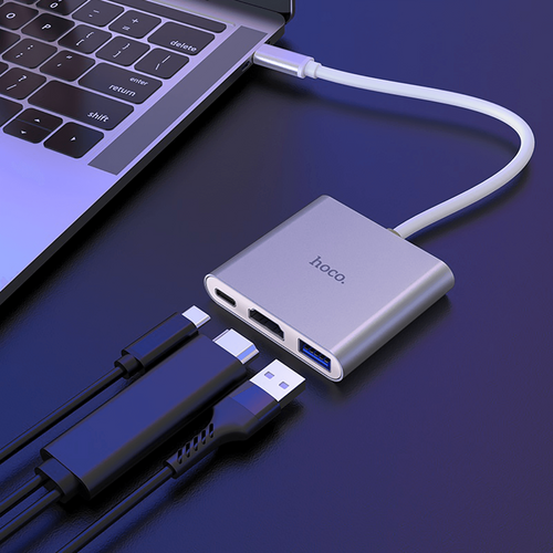 hoco. konverter USB type C to USB3.0/HDMI/PD, HB14 Easy use slika 5