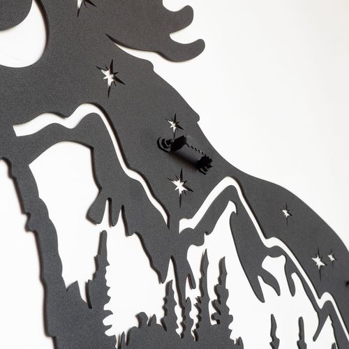 Landscape Moose Metal Wall Art - APT628 Black Decorative Metal Wall Accessory slika 4