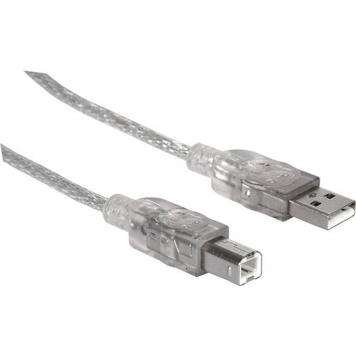 Manhattan USB kabel USB 2.0 USB-A utikač, USB-B utikač 3.00 m srebrna  340458 slika 1