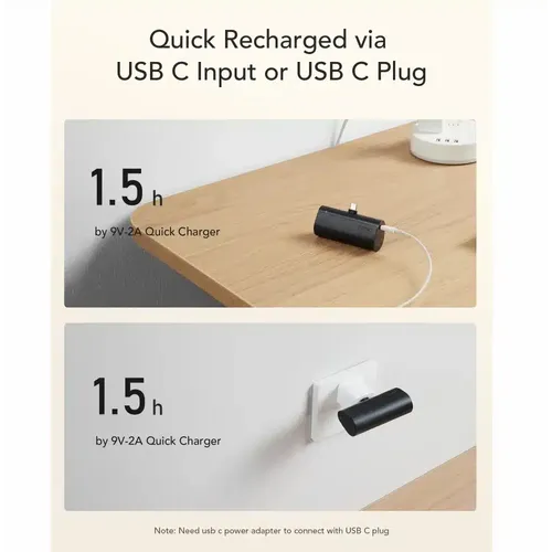 Powerbank VEGER PlugOn - 5000mAh sa ugrađenim Type C PD 20W konektorom slika 4