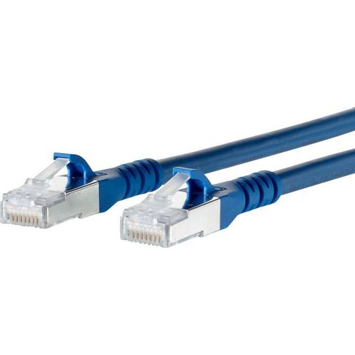 Metz Connect 1308450544-E RJ45 mrežni kabel, Patch kabel cat 6a S/FTP 0.50 m plava boja sa zaštitom za nosić 1 St. slika 3