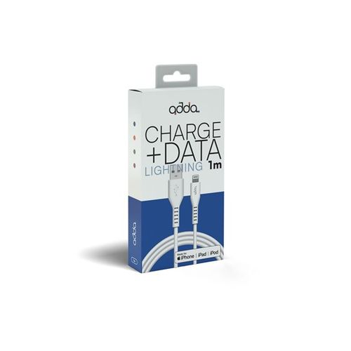 Kabel ADDA USB-304-WH, Fusion Charge+Data, MFI, USB-A na lightning, 2.4A, Premium TPE, 1m, bijeli slika 1