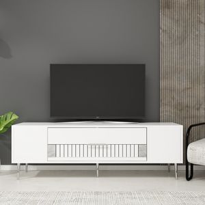 TV stalak Dekolp4, bijela i srebrna boja