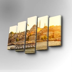 5PUC-028 Multicolor Decorative Canvas Painting (5 Pieces)