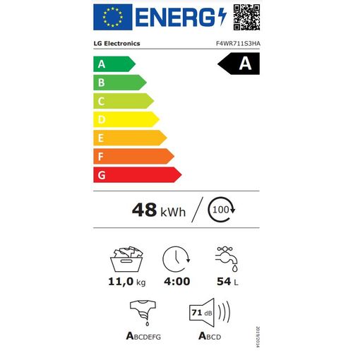 LG F4WR711S3HA Mašina za pranje veša, 11kg, 1400rpm, AI DD™ tehnologija,  Steam™ tehnologija, TurboWash™360, WiFi Funkcija slika 16