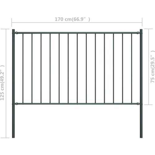 Panel za ogradu sa stupovima čelični 1,7 x 0,75 m antracit slika 20