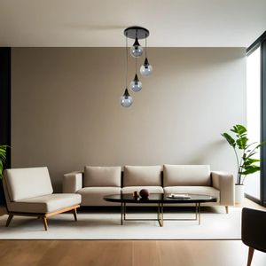 Afra 4 Lü Tepsili Siyah Füme Camlı Sarkıt Black
Fume Chandelier