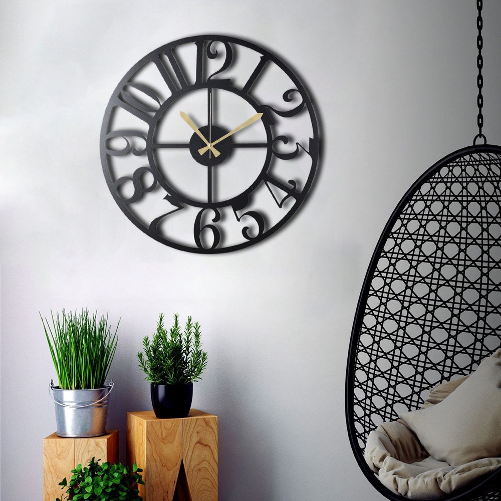 Decorative metal wall clock Circle, colour: black slika 3