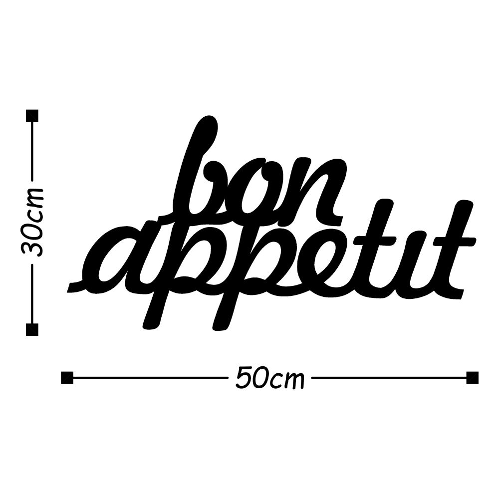 Bon Appetit 1 - Crni Dekorativni Metalni Zidni Ukras slika 3