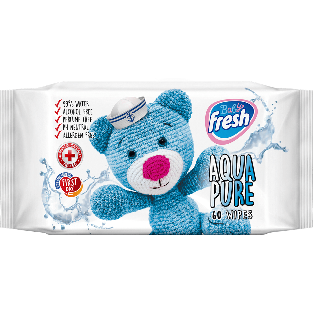 Fresh Baby vlažne maramice za bebe Premium Aqua Pure 99% voda 60kom slika 1