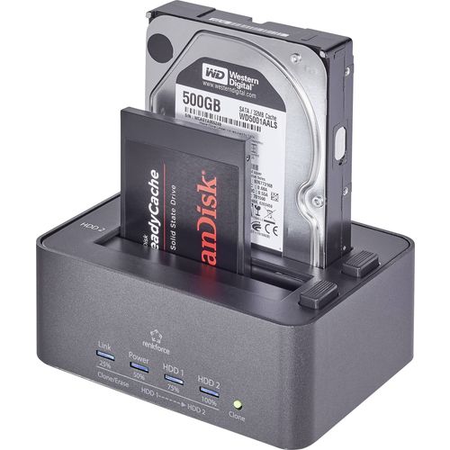 Renkforce rf-docking-08 USB 3.2 gen. 1 (USB 3.0) SATA 2 ulaza priključna stanica tvrdog diska s funkcijom kloniranja, s funkcijom brisanja slika 6