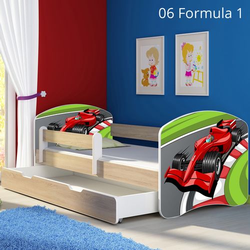 Dječji krevet ACMA s motivom, bočna sonoma + ladica 160x80 cm - 06 Formula 1 slika 1